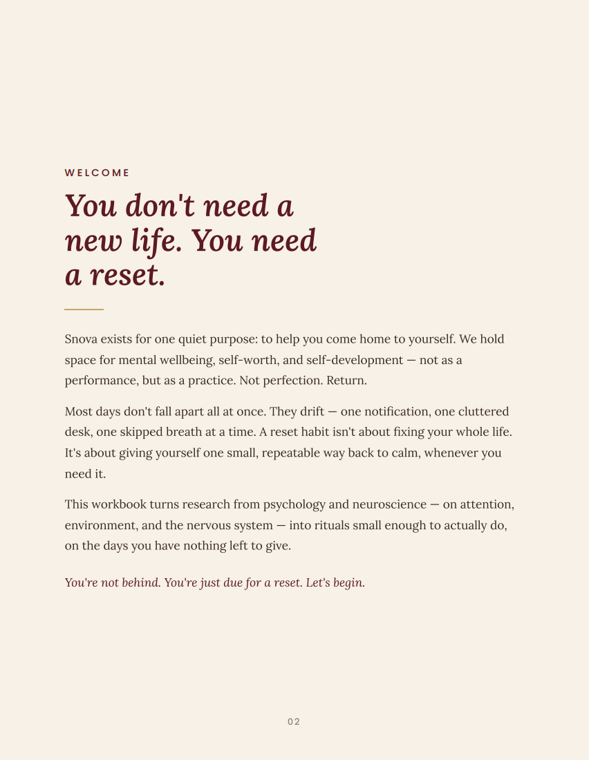 Daily Reset Habits — Science-Backed Workbook for Mind, Space & Energy (Digital, Fillable PDF)
